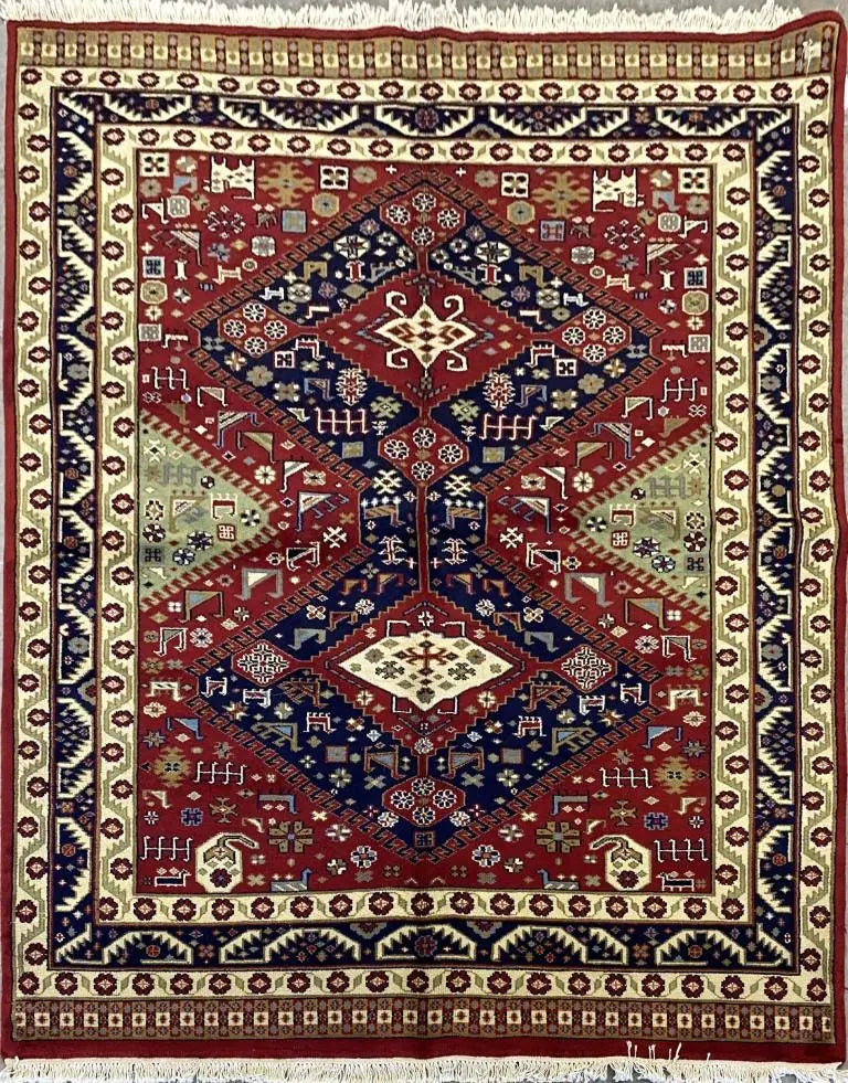 One Of The Kind Indian Hand-Knotted Rug 7'11'' X 5'1"